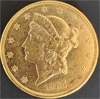1905-S $20 Liberty Head Gold MS66 $100k