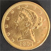 1894 $5 Liberty Head Gold MS66 $15k