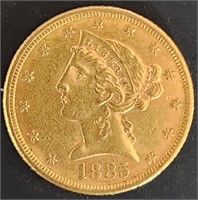 1885 $5 Liberty Head Gold MS66 $35k