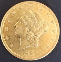 1897-S $20 Liberty Head Gold MS65 $20k