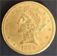 1886-S $5 Liberty Head Gold MS65+ $5k