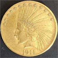 1911 $10 Indian Head Gold MS65 $9k