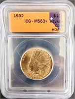 1932 $10 Indian Head Gold ICG MS63+