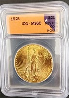 1925 $20 St. Gaudens Gold ICG MS65