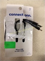 Micro USB to USB cable, untested, 3 ft, connect