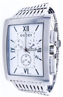 GUCCI Chronograph Watch. Stainless Steel  White Re