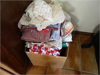 BOX LOT -- TABLE CLOTHES & OTHER LINENS