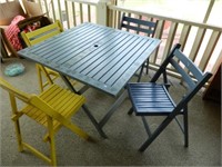 WOODEN FOLDING TABLE & 4 CHAIRS