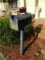 OLD CAST METAL MAIL BOX ON POST