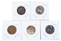 Group of 5 Silver 25 cent Coins