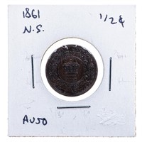 1861 Nova Scotia Half Cent AU50