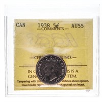Canada 1938 Five Cents AU 55 ICCS