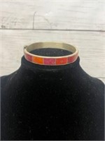 Silver Bracelet with red/orange/pink stones