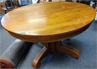 Antique Oak Pedestal Dining Table - 54" diameter