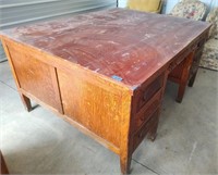Antique Oak Double Sided Desk - LARGE