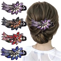 4Pk-Rhinestone Flower Styling Hair Clips