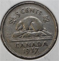 1937 Dot Canada 5 Cents