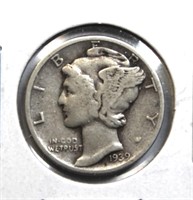 1939 USA Silver Mercury Dime