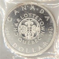 ICCS PL65 1964 No Dot Quebec Silver Dollar