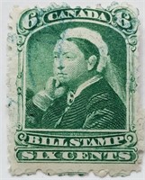 Canada 1868 Queen Victoria BILL STAMP  6 Cents