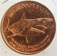 1 Oz Fine Copper Megaladon Shark