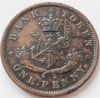 Upper Canada 1854 ONE PENNY coin 33mm