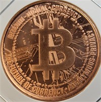 1 Oz fine Copper Bitcoin Logo