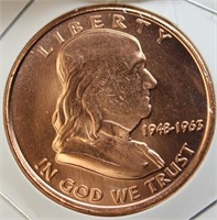 1 Oz Fine Copper Franklin Half Dollar Tribute