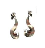 Sterling Silver Artistic Swirl Screw Back Earrings