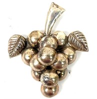 Mexican Sterling Silver Grape Brooch
