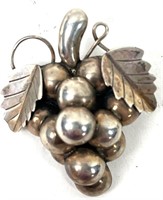 Mexican Sterling Silver Grape Brooch