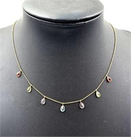 14K Gold Necklace with Tourmaline Stones