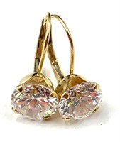 14K Plum Gold Glass Stone Lever Back Earrings