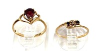 10K Gold Rings with Tourmaline and Topaz