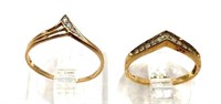 Two 10K Gold Rings with Diamonds and Moissanite