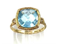 14K Gold Ring with Topaz and Moissanite Stones