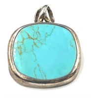Mexican Sterling Silver and Turquoise Pendant