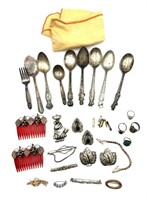 Silver Plated Spoons and Costume Jewelry