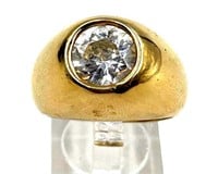 Gold Toned Cubic Zirconia Solitaire Ring