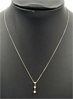 Two Toned Sterling and 14K Gold Diamond Necklace