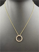 14k Gold Necklace and Round Pendant
