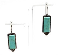 Sterling and Turquoise Colored Howlite Earrings
