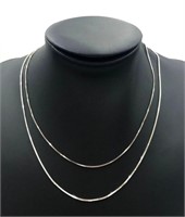 Two Italian Sterling Silver Box Chain Necklaces