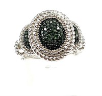Sterling Silver Green Diamond Cocktail Ring