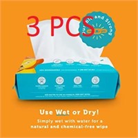 3-PACK  WOOPSIE WIPES 100% PURE COTTON BABY WIPES