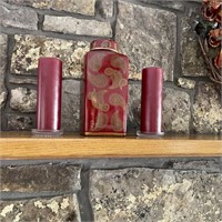 Ceramic Jar w/ Pair of Candles