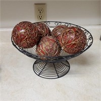 Decorative Metal Basket w/Balls