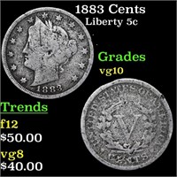 1883 Cents Liberty Nickel 5c Grades vg+