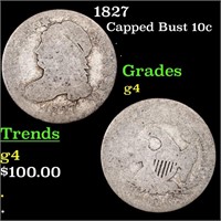 1827 Capped Bust Dime 10c Grades g, good
