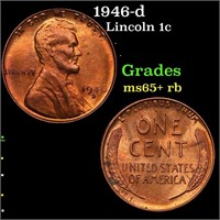 1946-d Lincoln Cent 1c Grades Gem+ Unc RB